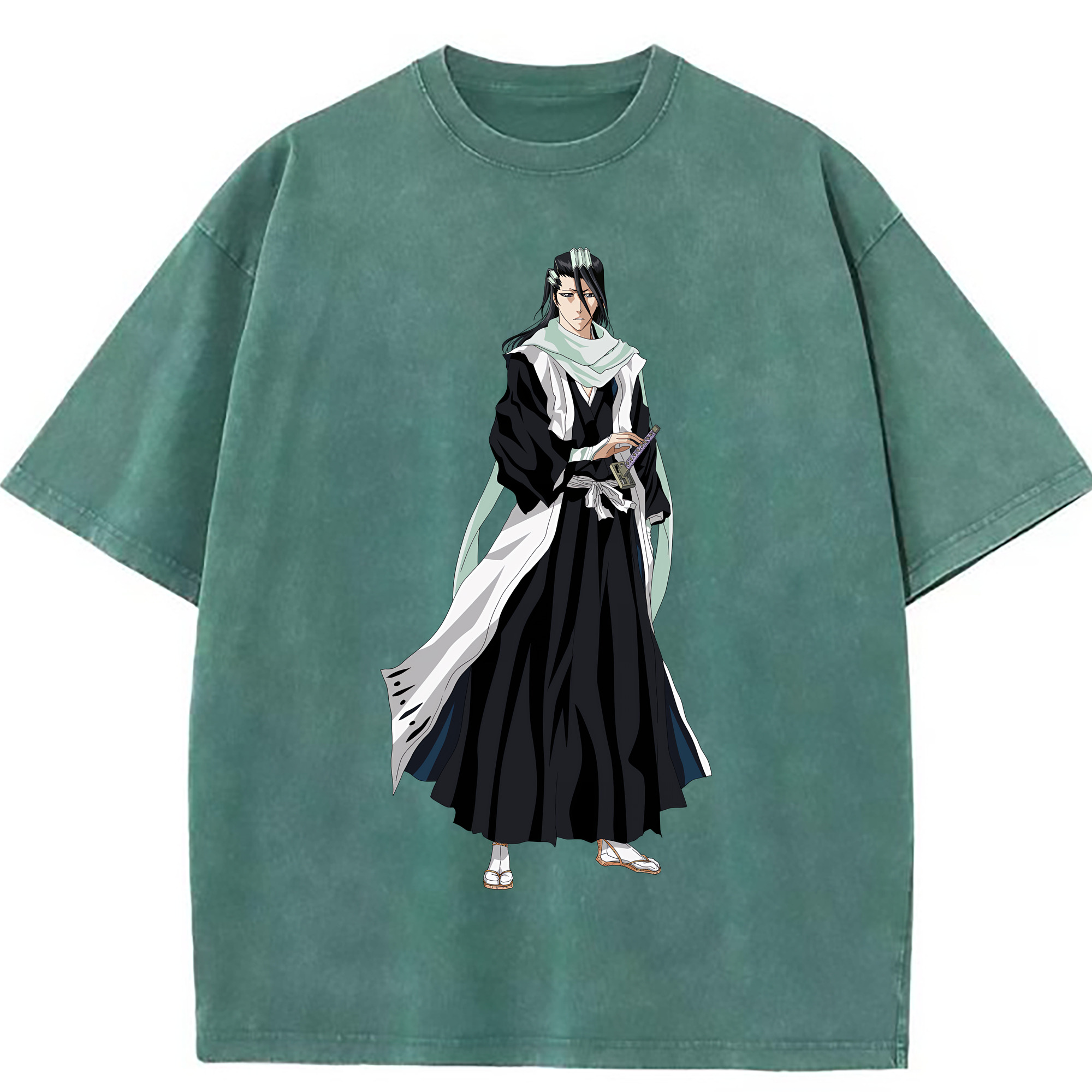 （画像用） ブリーチ くちき びゃくや BLEACH Kuchiki Byakuya 綿100% ヴィンテージ風 半袖Tシャツ（フロントプリント）